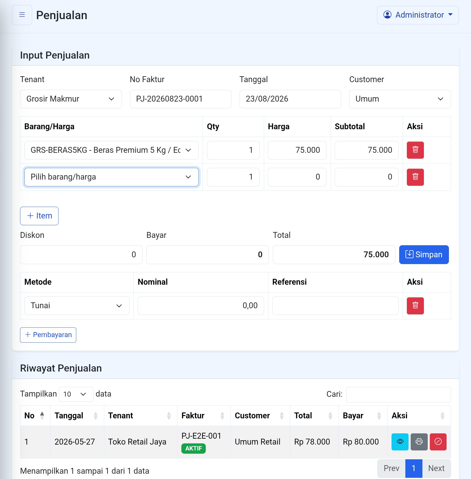 Aplikasi POS toko grosir (Sample)